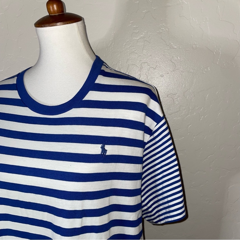 🎉HP🎉New! Polo Ralph Lauren Blue Stripe Oversized Fit Cotton T Shirt Dress XL - Picture 2 of 13